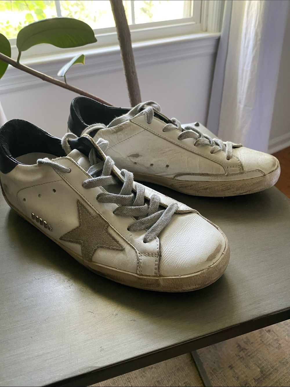 Golden Goose Superstar White Black and Grey Leather Size 38